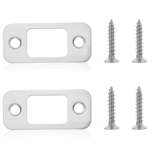 ZEYIYER Schließblech 2 Stück Silber Edelstahl 5,6 x 2,5 cm Glastür Schließblech Zimmertür mit 4 Schrauben für Zargen aus Holz Metall Tür Anschlag Innentüren Gartentor, Schliessblech Haustür von ZEYIYER