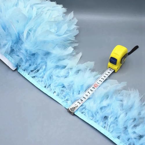 1/5/10 m flauschiges schönes Truthahnfederband Quaste Truthahnfedern für Karnevalskostüm DIY-Kleidung-Hellblau-10 M von ZEYRU