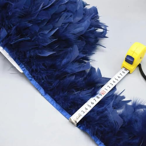 1/5/10 m flauschiges schönes Truthahnfederband Quaste Truthahnfedern für Karnevalskostüm DIY-Kleidung-Marineblau-10 M von ZEYRU