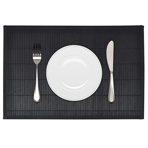 6 Bambus-Platzdeckchen 30 x 45 cm Schwarz, ZEYUAN Tischsets Abwaschbar, Platzset, Tischset, Untersetzer Teller, Tischuntersetzer, Teller Untersetzer 242109 von ZEYUAN