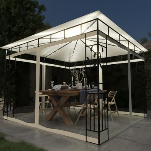 Pavillon mit Moskitonetz, ZEYUAN Faltpavillon, Pergola, Partyzelt, Standmarkise, Sonnenzelt, Garten Pavillion, Grillpavillon, 3x3x2,73m Cremeweiß von ZEYUAN