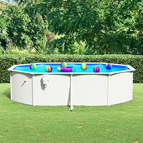 Pool mit Stahlwand, ZEYUAN Pool Stahlwand, Swimmingpool, Gartenpool Komplettset, Pool Garten, Aufstellpool, Schwimmbad, Oval 490x360x120 cm Weiß von ZEYUAN