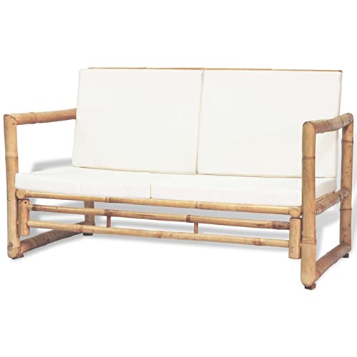 ZEYUAN 2-Sitzer Gartensofa mit Polstern, Lounge Sofa Outdoor, Garten Loungemöbel, Gartensofa, Gartenlounge, Balkon Set Möbel, Bambus von ZEYUAN