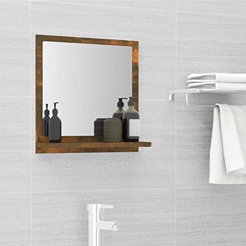 ZEYUAN Badspiegel Räuchereiche 40x10,5x37 cm Holzwerkstoff, Wandspiegel, Badezimmerspiegel, Badezimmer Spiegel, Bathroommirror von ZEYUAN