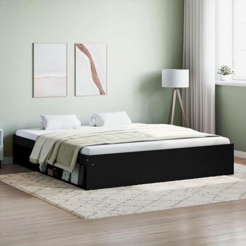 ZEYUAN Bettgestell Schwarz 180x200 cm, Bett, Bettrahmen, Gästebett, Bed Frame, Jugendbett, Familienbett, Bett Gestell, Schlafzimmer Bett - 3203881 von ZEYUAN