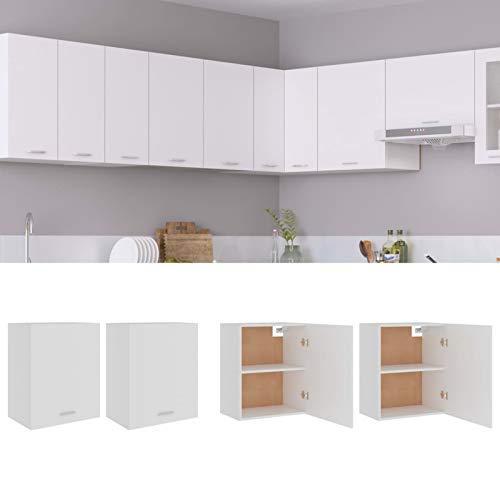 ZEYUAN Hängeschränke 2 STK Küchenhängeschränke, Küchenschrank Hängend, Wall Cabinet, Oberschrank, Wandschrank Küche, Weiß 50x31x60 cm Spanplatte von ZEYUAN