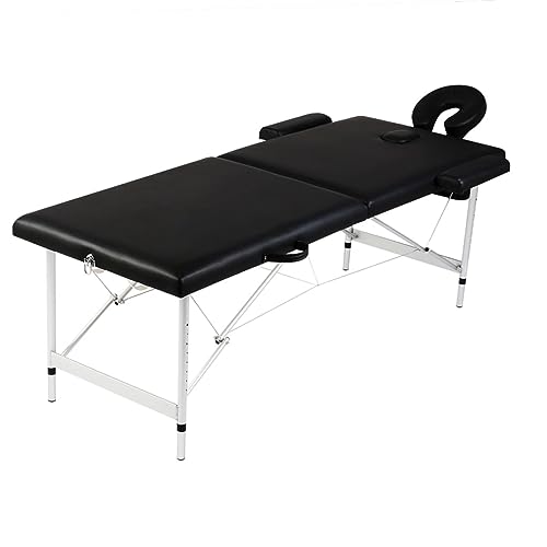 ZEYUAN Massagetisch mit Aluminiumrahmen Klappbar 2 Zonen Schwarz, Massageliege, Massage Bett, Massage Table, Behandlungsliege, Massage Liegestisch, Therapieliege von ZEYUAN