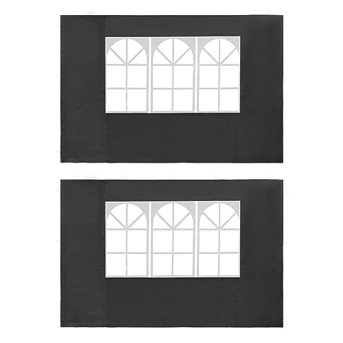 ZEYUAN Partyzelt-Seitenwände 2 Stück mit Fenster, Seitenteile Pavillon, Seitenwände Für Pavillon, Pergola Seitenwand, PE Anthrazit von ZEYUAN