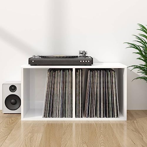 ZEYUAN Schallplatten-Aufbewahrungsbox Hochglanz-Weiß 71×34×36cm, Schallplatten Aufbewahrung, Plattenkoffer, Schallplatten Schrank, Schallplatten Box, Lp Ständer, Schallplatten Halter von ZEYUAN