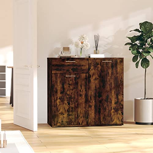 ZEYUAN Sideboard, Kommode Schlafzimmer, Komodenschrank, Möbel Schlafzimmer, Sidebordmöbel, Räuchereiche 80x36x75 cm Holzwerkstoff von ZEYUAN