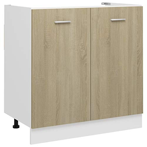 ZEYUAN Spülenunterschrank, Spülenschrank, Unterschrank, Küchenunterschränke, Küchenunterschrank, Spülschrank, Sonoma-Eiche 80x46x81,5 cm Holzwerkstoff -at von ZEYUAN