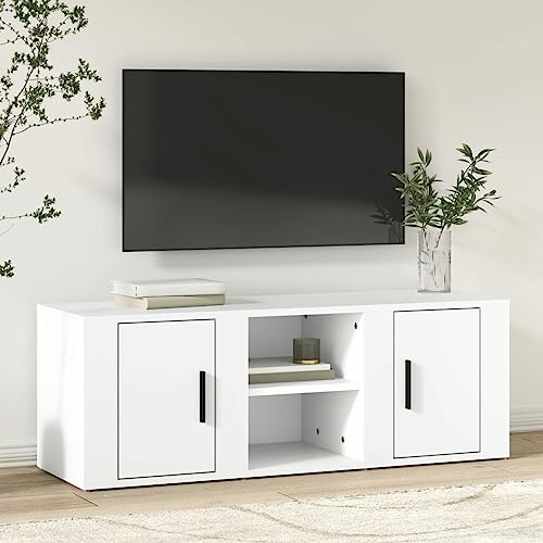 ZEYUAN TV-Schrank, Tv Board, Tv Lowboard, Tv Tisch, Fernsehschrank, Fernsehtisch, Kommode, Sideboard Wohnzimmer, Tv Sideboard, Weiß 100x31,5x35 cm Holzwerkstoff von ZEYUAN