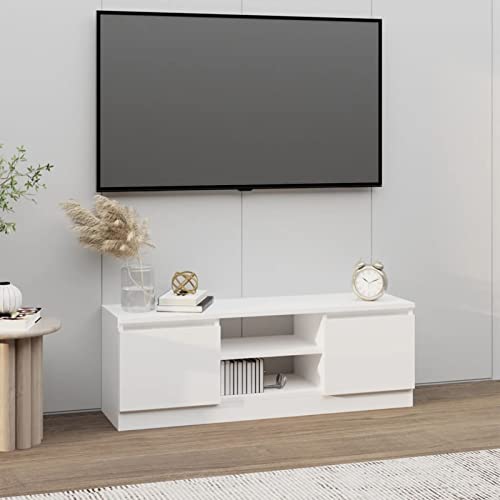 ZEYUAN TV-Schrank mit Tür, Tv Board, Tv Lowboard, Tv Tisch, Fernsehschrank, Fernsehtisch, Kommode, Sideboard Wohnzimmer, Tv Sideboard, Weiß 102x30x36 cm von ZEYUAN