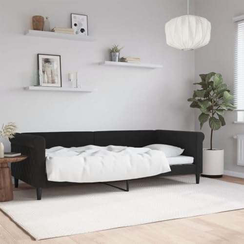 ZEYUAN Tagesbett Schwarz 90x200 cm Samt, Schlafsofa, Daybed, Bettsofa, Sofa Bed, Sofabett, Schlafcouch, Jugendbett, Bettgestell, Bettcouch - 354248 von ZEYUAN