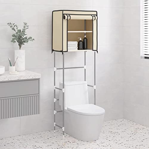 ZEYUAN Toilettenregal 2 Ablagen Creme 56x30x170 cm Eisen, Wc Regal, Regal Über Toilette, Regal Waschmaschine, Bad RegalÜberbauregal, Bad Regal Stehend, Toiletten Regal von ZEYUAN