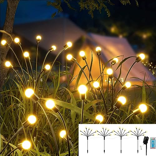ZEYXINH Solarlampen für Außen Garten 4 Stück,Solarleuchten für Außen,Glühwürmchen Leuchte mit 32 LED Lichter, USB Wiederaufladbar und IP65 Wasserdichte Solar Glühwürmchen für Draußen, 1200mAh Akku von ZEYXINH