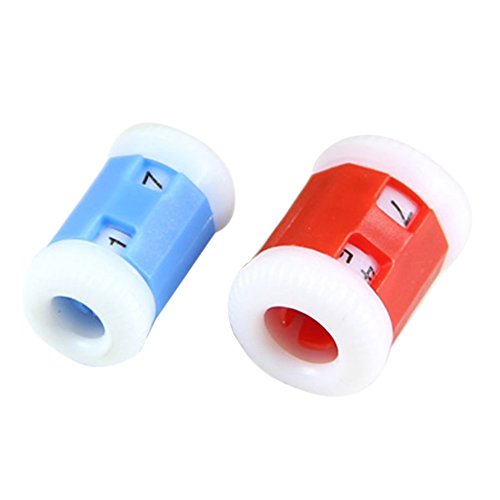 2 Grosse rote Plastik Strick Stricknadeln Reihenzaehler +2 Kleine Blaue Plastik Strick Stricknadeln Reihenzaehler (Grosse 2.2 * 1.5cm + kleine 2.2 * 1.2cm) von ZEZA