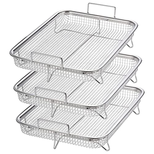 ZEZA 3-Teiliger -Korb Edelstahl-Grillkorb Antihaft-Netzkorb-Set -Tablett-Drahtgitter für Ofen, von ZEZA