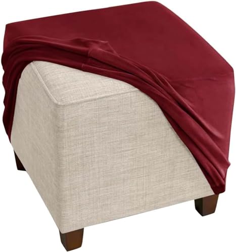 Fußhocker Bezug Ottomane Quadratisch Schonbezug Hockerbezug 60x60 /40x40 Stretch Samt Husse für Fußhocker Ottomanischer Hocker-Bezug Überzug Hocker Protector Waschbar ( Color : #8 , Size : 65x65cm/26x von ZEaink