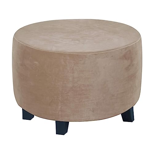 Ottomane Schonbezug Hocker Bezug Rund 40/50/60cm Hocker Husse für Fußhocker Rund, Stretch Samt Bezug Ottomane Abdeckung Überzug Hocker Protector Waschbar Hockerabdeckung ( Color : #17 , Size : 55x55cm von ZEaink