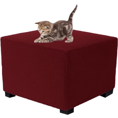 Stretch Ottomane Hockerbezug Quadratisch Schonbezug 60x60/40x40/50x50 Jacquard Fußhocker Bezug Ottomane Abdeckung Überzug Hocker Protector Waschbar Hockerabdeckung ( Color : #12 , Size : 50x50x40cm ) von ZEaink