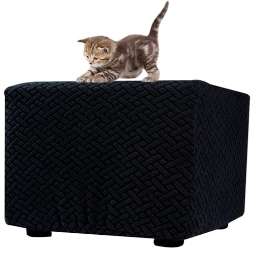 Stretch Ottomane Hockerbezug Quadratisch Schonbezug 60x60/40x40/50x50 Jacquard Fußhocker Bezug Ottomane Abdeckung Überzug Hocker Protector Waschbar Hockerabdeckung ( Color : #17 , Size : 40x40x40cm ) von ZEaink