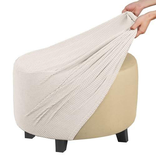 ZEaink Stretch Fußhocker Bezüge Rund Ottomane Schonbezug Hockerbezug 40/50/60/80 Jacquard Rund Hocker Schonbezug Rund Ottomane Bezüge Hockerbezug Abdeckung (Color : #24, Size : 40x40x40cm) von ZEaink