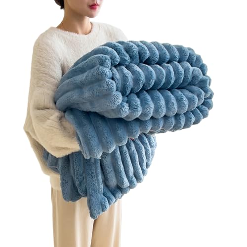 Kuscheldecken Warme Flauschig Plüsch Decke: Dicke Weiche Kaninchen Plüschdecke für Bett Sofa Auto Büro Wohndecke Winter Überwurfdecke Tagesdecken (Blau, 180 * 200cm) von ZF YLYH