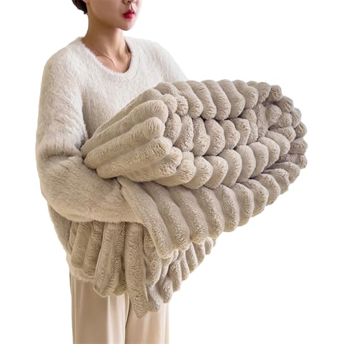 Kuscheldecken Warme Flauschig Plüsch Decke: Dicke Weiche Kaninchen Plüschdecke für Bett Sofa Auto Büro Wohndecke Winter Überwurfdecke Tagesdecken (Khaki, 180 * 200cm) von ZF YLYH