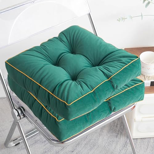 ZF YLYH 2er Set Stuhlkissen Dicke Weiche Sitzkissen: 45 x 45cm Bodenkissen Indoor Outdoor Cozy Sitzpolster Dekorative Stuhlauflage für Zuhause Büro Garten Küche Esszimmer (Grün, 45 * 45 * 10cm) von ZF YLYH