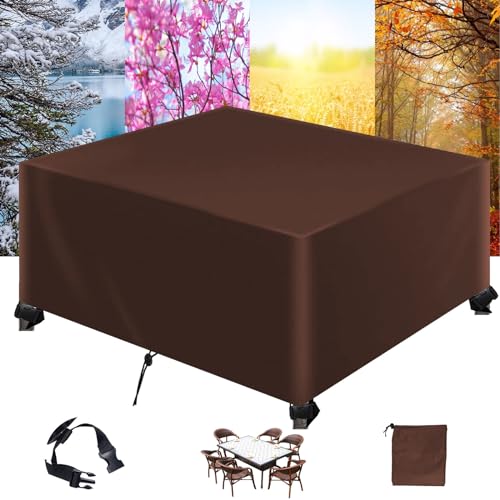 Abdeckung Gartenmöbel,Rechteckig 420D Oxford Gewebe Outdoor Schutzhülle,Wasserdichtes UV-Beständiges für Outdoor-Sofa Gartentische, Stühle und Möbelsets-Brown|| 143x51x122cm(LxWxH) von ZFEBHMY