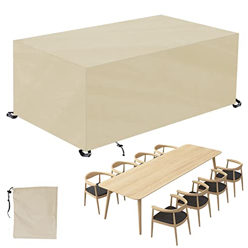 Abdeckung für GartenmöBel Rechteckige,420D Oxford Wasserdicht Gartentisch Abdeckung,Winddicht,UV-BestäNdiges,für Terrasse Gartentisch Sitzgruppe-Beige|| 130x75x71cm(LxWxH) von ZFEBHMY