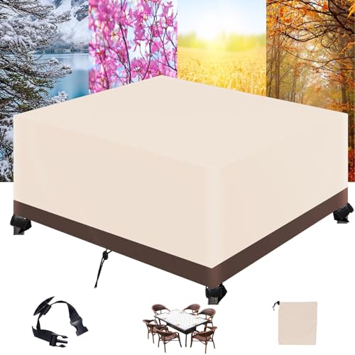 ZFEBHMY Abdeckung Gartenmöbel,Rechteckig 420D Oxford Gewebe Outdoor Schutzhülle,Wasserdichtes UV-Beständiges für Outdoor-Sofa Gartentische, Stühle und Möbelsets-Beige Brown|| 180x180x100cm(LxWxH) von ZFEBHMY
