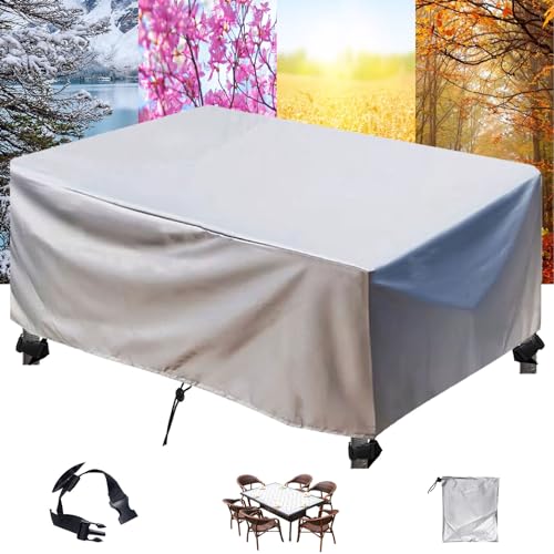 ZFEBHMY Abdeckung Gartenmöbel,Rechteckig 420D Oxford Gewebe Outdoor Schutzhülle,Wasserdichtes UV-Beständiges für Outdoor-Sofa Gartentische, Stühle und Möbelsets-Silver|| 230x94x46cm(LxWxH) von ZFEBHMY