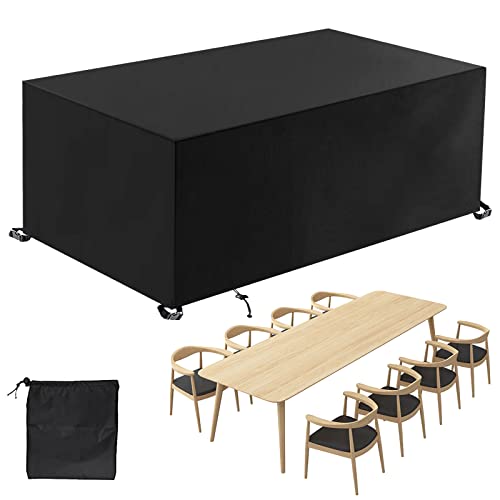 ZFEBHMY Abdeckung für GartenmöBel Rechteckige,420D Oxford Wasserdicht Gartentisch Abdeckung,Winddicht,UV-BestäNdiges,für Terrasse Gartentisch Sitzgruppe-Black|| 280x280x80cm(LxWxH) von ZFEBHMY