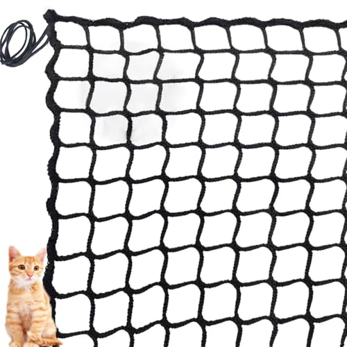 ZFEHADM Universal Sicherheitsnetz Kinder Schutznetz Polyester Knotenlos Treppe Zaun GeländerSicherheitsschutz Anti-Fall für Haustier Katzennetz Balkone Terrassen Fenster (schwarz,2 * 2m(7 * 7ft)) von ZFEHADM