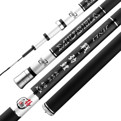 ZFF Kohlenstoff Angelrute 2.7m-7.2m Karpfenrute Teleskoprute Fishing Rod Reiseruten Teleskop Angelrute Leicht Zu Tragen AngelausrüStung Geeignet FüR FlüSse Seen Und Ozeane(7.2m) von ZFF