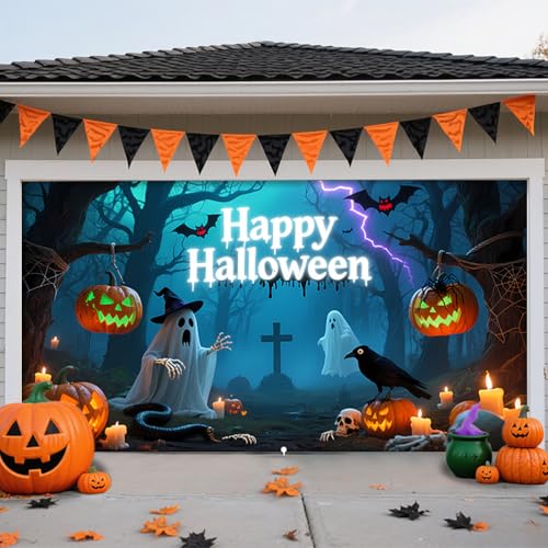 ZFFLYH Halloween Garagentor Abdeckung, Große Hängende Garagentor Banner Hintergrund Horror Halloween Wanddekorationen Für Outdoor Indoor Home Party,Ghosts,16 * 7FT ZFFLYH Halloween Garagentor Abdeckung, Große Hängende Garagentor Banner Hintergrund Horror Halloween Wanddekorationen Für Outdoor Indoor Home Party,Ghosts,16 * 7FT von ZFFLYH