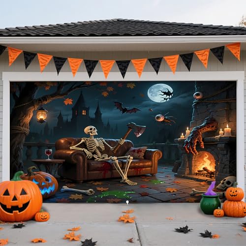 ZFFLYH Halloween Garagentor Abdeckung, Große Hängende Garagentor Banner Hintergrund Horror Halloween Wanddekorationen Für Outdoor Indoor Home Party,Skeleton bat,13 * 6FT ZFFLYH Halloween Garagentor Abdeckung, Große Hängende Garagentor Banner Hintergrund Horror Halloween Wanddekorationen Für Outdoor Indoor Home Party,Skeleton bat,13 * 6FT von ZFFLYH