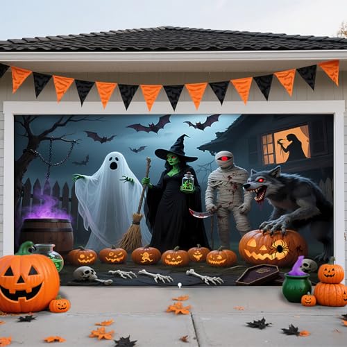 ZFFLYH Halloween Garagentor Abdeckung, Große Hängende Garagentor Banner Hintergrund Horror Halloween Wanddekorationen Für Outdoor Indoor Home Party,Witch a,8 * 7FT ZFFLYH Halloween Garagentor Abdeckung, Große Hängende Garagentor Banner Hintergrund Horror Halloween Wanddekorationen Für Outdoor Indoor Home Party,Witch a,8 * 7FT von ZFFLYH