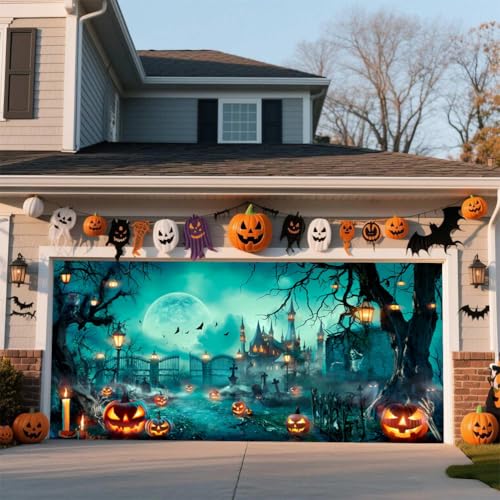 ZFFLYH Halloween Garagentor Abdeckung Banner Outdoor Home Dekorationen Halloween Hängende Hintergrund Türabdeckung Garage Wanddekoration,Horror Night,8 * 7FT ZFFLYH Halloween Garagentor Abdeckung Banner Outdoor Home Dekorationen Halloween Hängende Hintergrund Türabdeckung Garage Wanddekoration,Horror Night,8 * 7FT von ZFFLYH