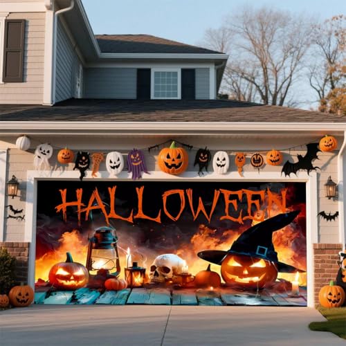 ZFFLYH Halloween Garagentor Abdeckung Banner Outdoor Home Dekorationen Halloween Hängende Hintergrund Türabdeckung Garage Wanddekoration,Pumpkin Skull,16 * 7FT ZFFLYH Halloween Garagentor Abdeckung Banner Outdoor Home Dekorationen Halloween Hängende Hintergrund Türabdeckung Garage Wanddekoration,Pumpkin Skull,16 * 7FT von ZFFLYH
