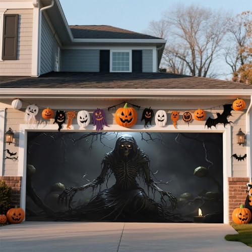 ZFFLYH Halloween Garagentor Abdeckung Banner Outdoor Home Dekorationen Halloween Hängende Hintergrund Türabdeckung Garage Wanddekoration,Skull,16 * 7FT ZFFLYH Halloween Garagentor Abdeckung Banner Outdoor Home Dekorationen Halloween Hängende Hintergrund Türabdeckung Garage Wanddekoration,Skull,16 * 7FT von ZFFLYH