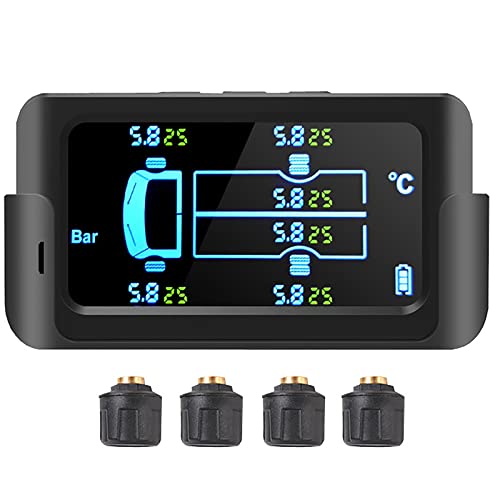 ZFFLYH Universal-Truck TPMS Mit 4/6 Externen Sensoren 8.5 Bar Reifendruckmonitor Solarladewartungsmonitor TPMS Reifendrucksensor,4 Wheels,8.5bar von ZFFLYH