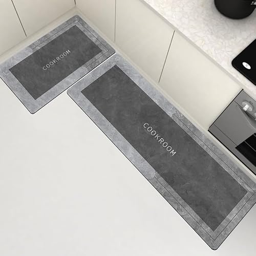 Küchenmatte und Teppich, Weiche Kieselgur Polsterung und Anti-Ermüdung Anti-Rutsch Wasserdichtes Absorbierendes Pad Ergonomisches Komfort Pad Design für Küche Boden Büro(Style2,18*28in+18*71in) von ZFFOZZ