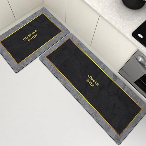 Küchenmatte und Teppich, Weiche Kieselgur Polsterung und Anti-Ermüdung Anti-Rutsch Wasserdichtes Absorbierendes Pad Ergonomisches Komfort Pad Design für Küche Boden Büro(Style3,18*28in+18*47in) von ZFFOZZ
