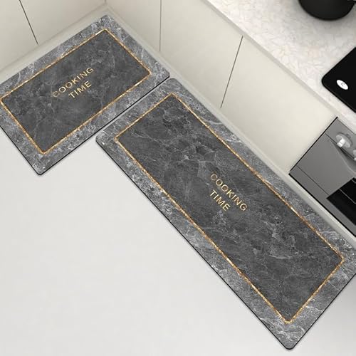 Küchenmatte und Teppich, Weiche Kieselgur Polsterung und Anti-Ermüdung Anti-Rutsch Wasserdichtes Absorbierendes Pad Ergonomisches Komfort Pad Design für Küche Boden Büro(Style4,18*28in+18*59in) von ZFFOZZ