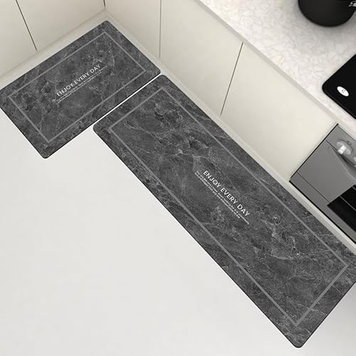 Küchenmatte und Teppich, Weiche Kieselgur Polsterung und Anti-Ermüdung Anti-Rutsch Wasserdichtes Absorbierendes Pad Ergonomisches Komfort Pad Design für Küche Boden Büro(Style5,18*28in+18*59in) von ZFFOZZ