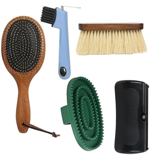 ZFFOZZ 5-teiliges Pferdepflege-Set Mit Hufreinigungsbürste, Schweifkamm, Haarschaber, Körperbürste und Gesichtsbürste zur Rundumpflege ZFFOZZ 5-teiliges Pferdepflege-Set Mit Hufreinigungsbürste, Schweifkamm, Haarschaber, Körperbürste und Gesichtsbürste zur Rundumpflege von ZFFOZZ