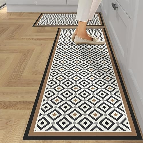 ZFFOZZ Anti-Ermüdungs-Küchenteppich, rutschfeste Küchenmatten ergonomische Komfort-Stehmatte für Küchenboden Bürospüle Wäscherei Küchendekor(Style3,18 * 28in+18 * 47in) von ZFFOZZ